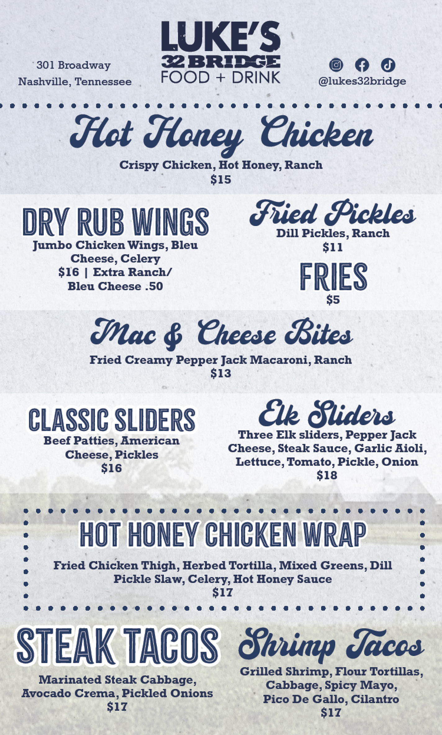Rooftop Menu